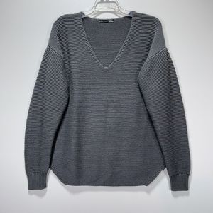 Black Tape Womens Sweater Size S Gray Waffle-Knit V-Neck Acrylic Blend Capsule